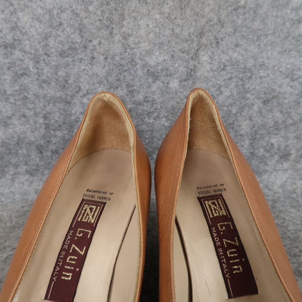 Vintage Shoes Womens 36.5 G Zuin Pumps Leather Heels Made In Italy Classic Brown - Picture 4 of 15